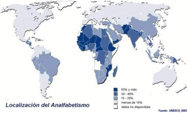 Distribución mundial del analfabetismo